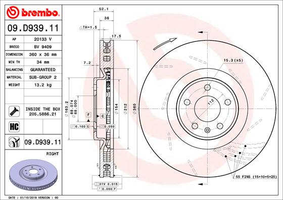 Disc frana 09.D939.11 BREMBO