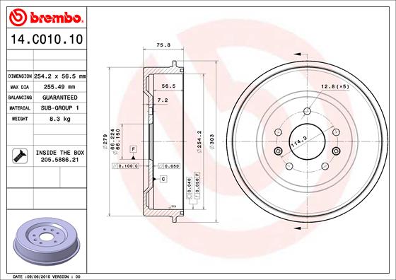 Tambur frana 14.C010.10 BREMBO