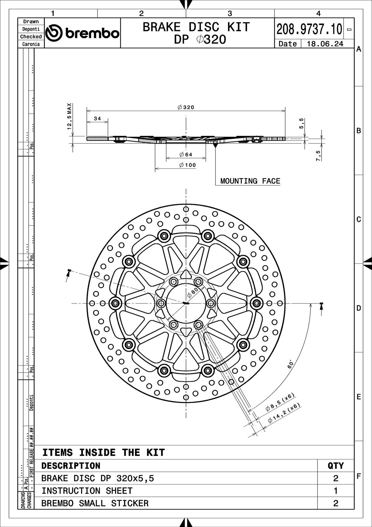 Disc frana 208973710 BREMBO