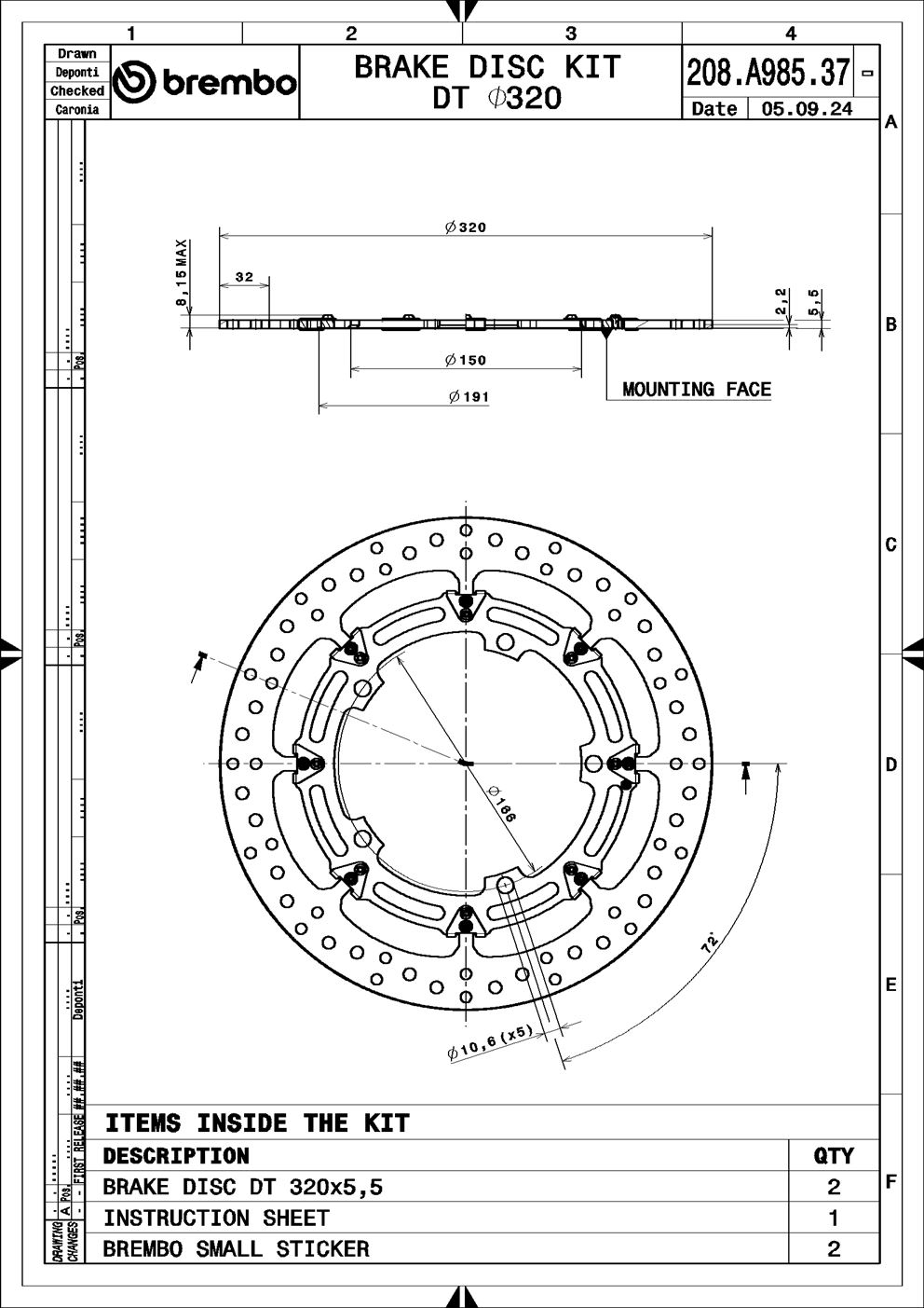 Disc frana 208A98537 BREMBO