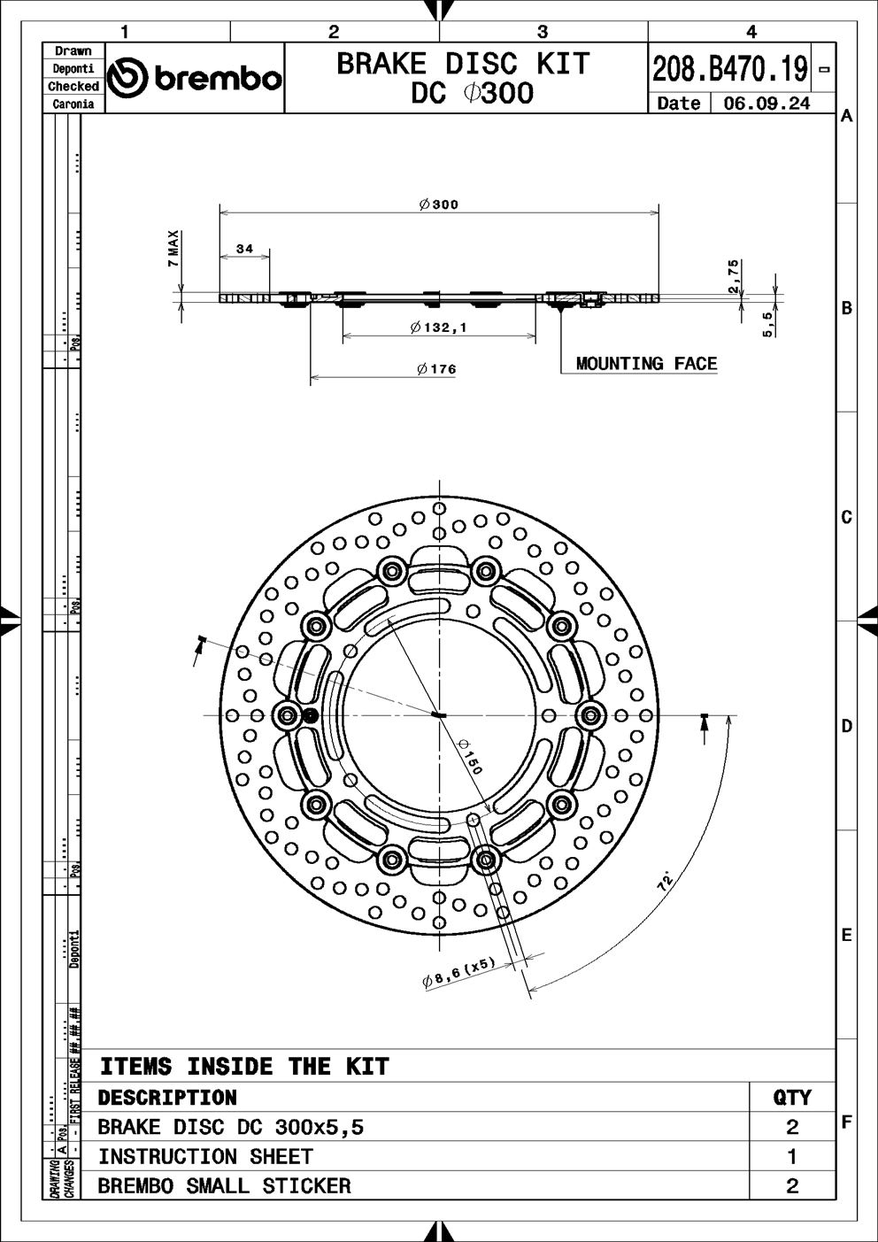 Disc frana 208B47019 BREMBO