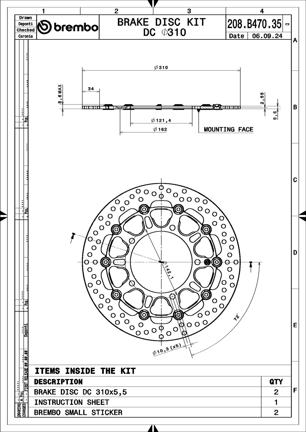 Disc frana 208B47035 BREMBO