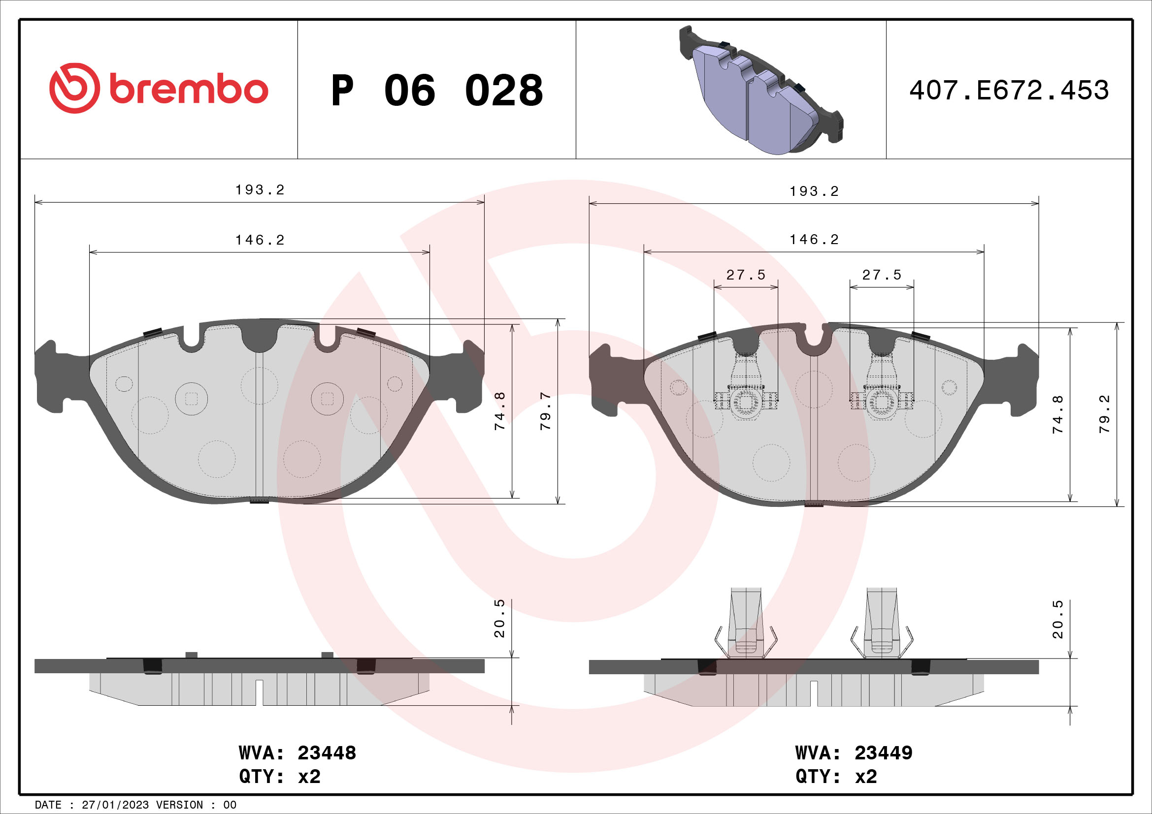 set placute frana,frana disc P 06 028 BREMBO