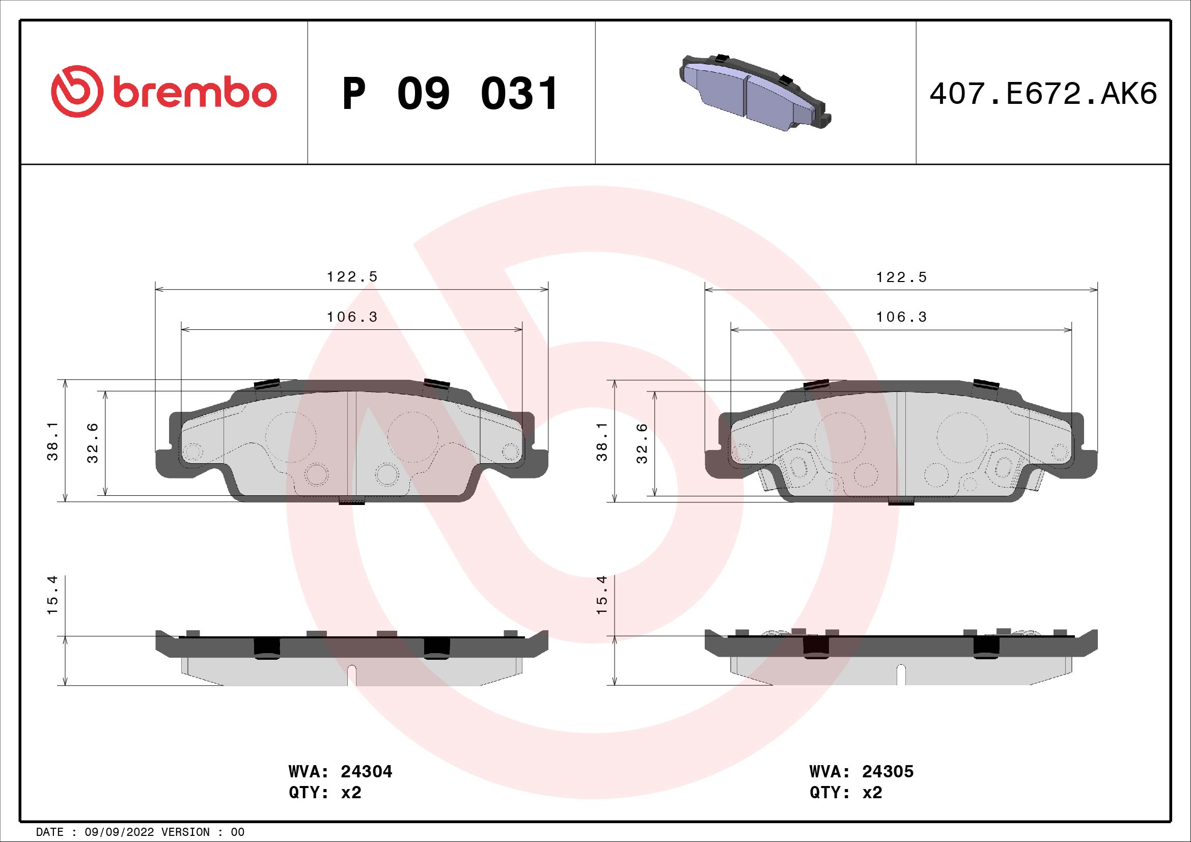 set placute frana,frana disc P 09 031 BREMBO