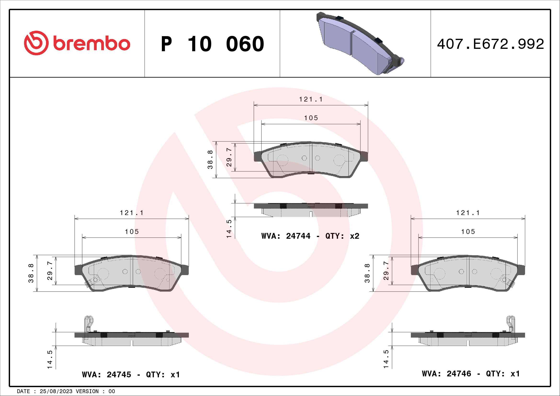 set placute frana,frana disc P 10 060 BREMBO