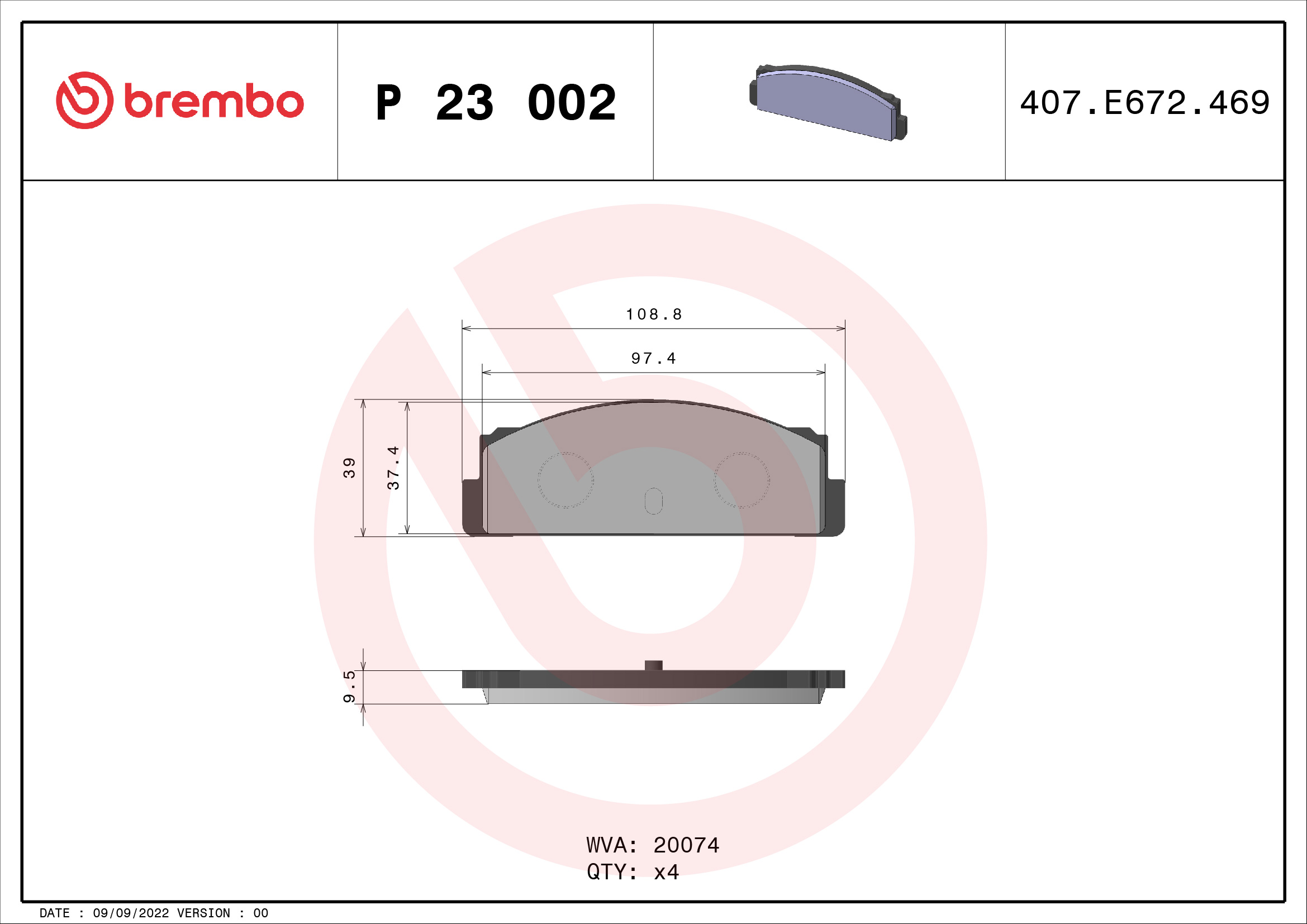 set placute frana,frana disc P 23 002 BREMBO