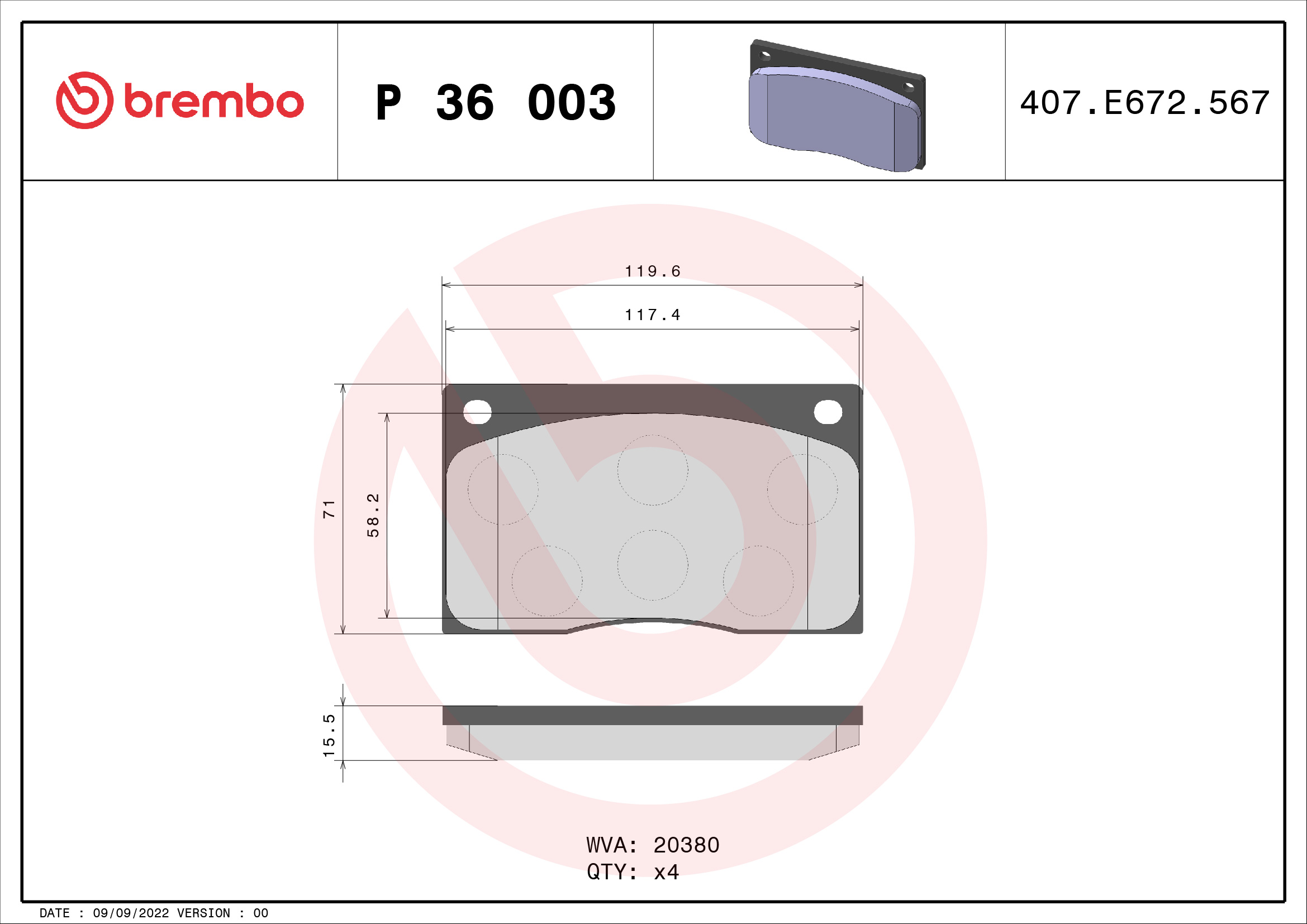 set placute frana,frana disc P 36 003 BREMBO