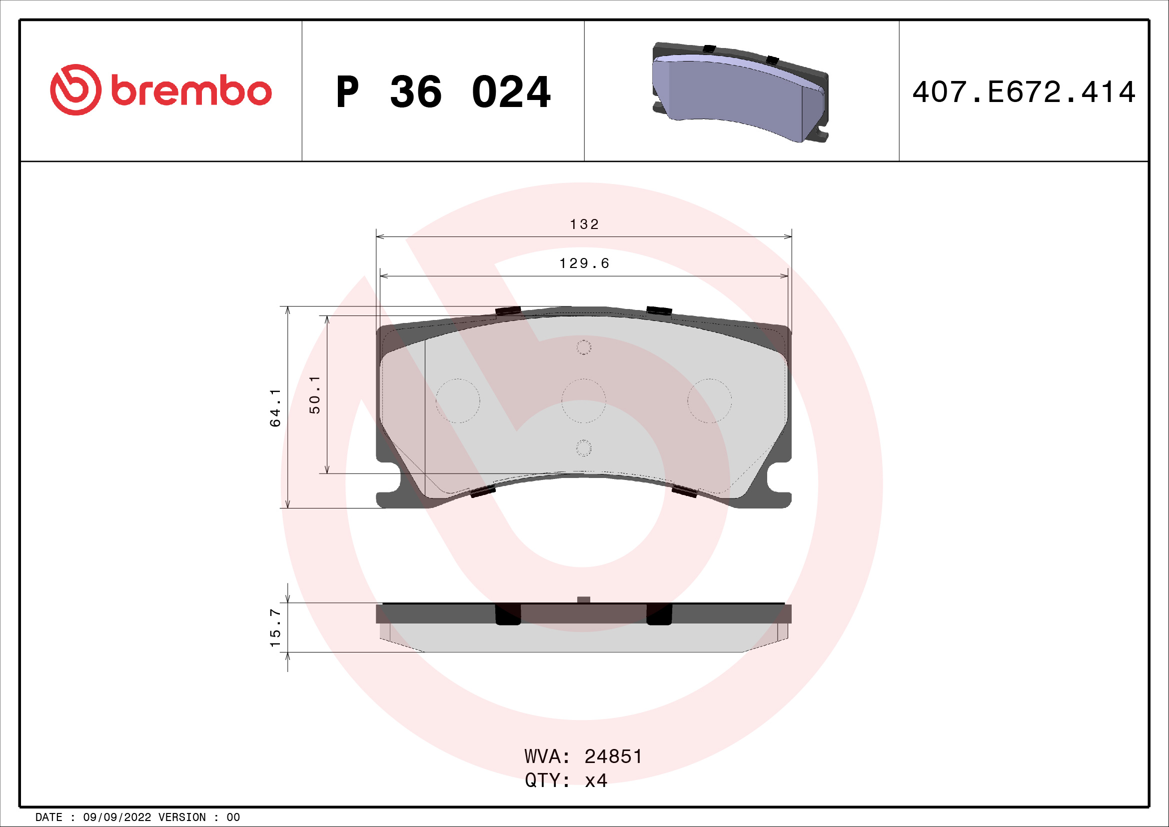 set placute frana,frana disc P 36 024 BREMBO