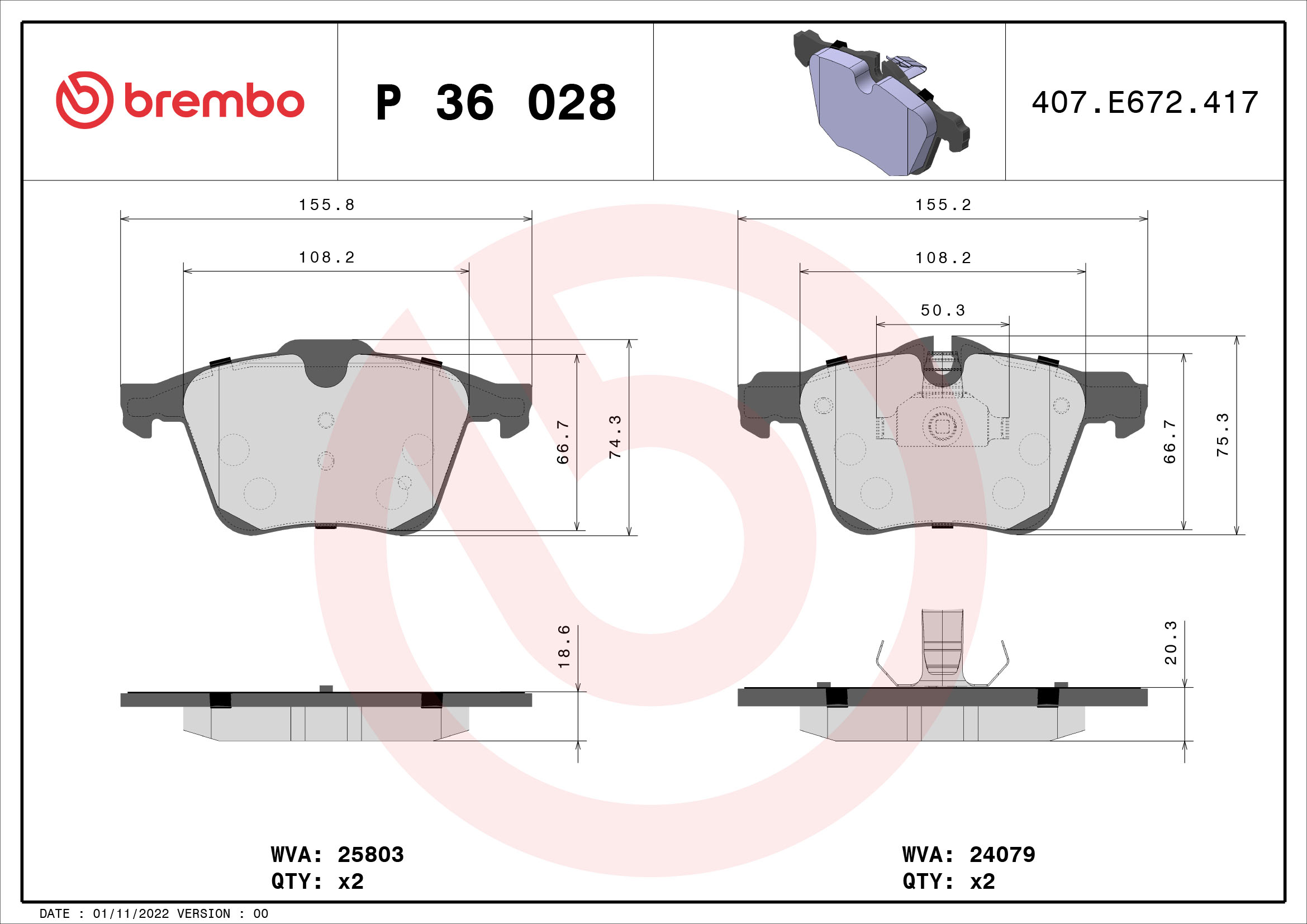set placute frana,frana disc P 36 028 BREMBO
