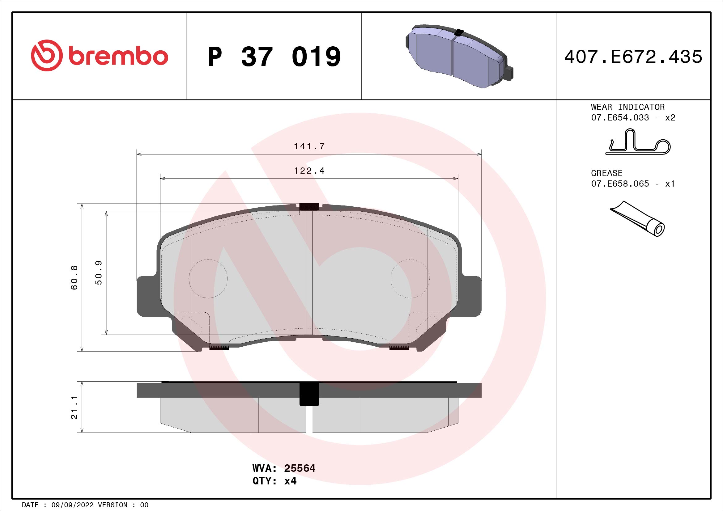 set placute frana,frana disc P 37 019 BREMBO
