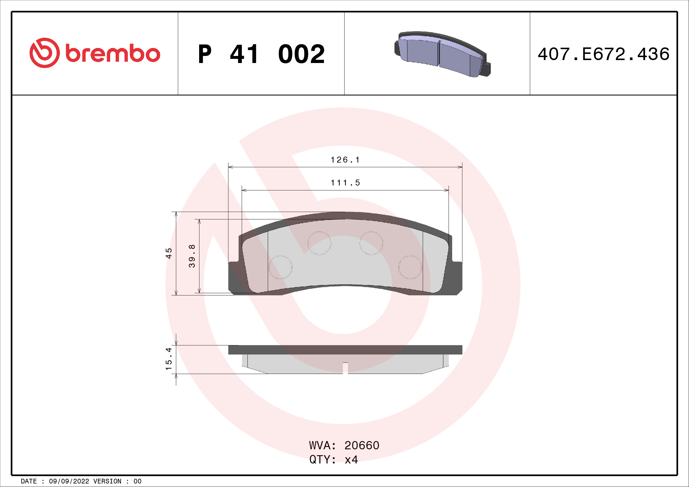 set placute frana,frana disc P 41 002 BREMBO