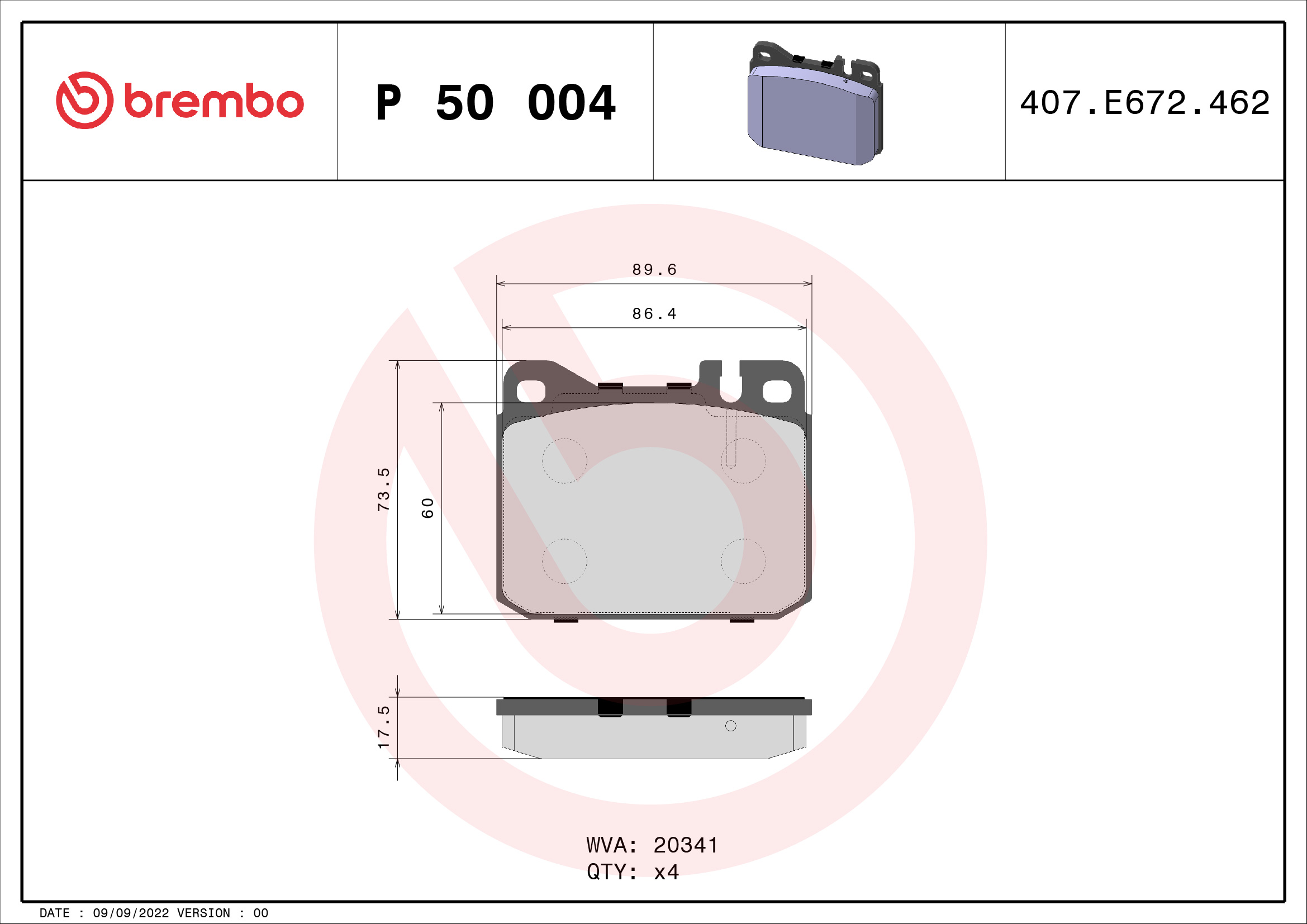 set placute frana,frana disc P 50 004 BREMBO