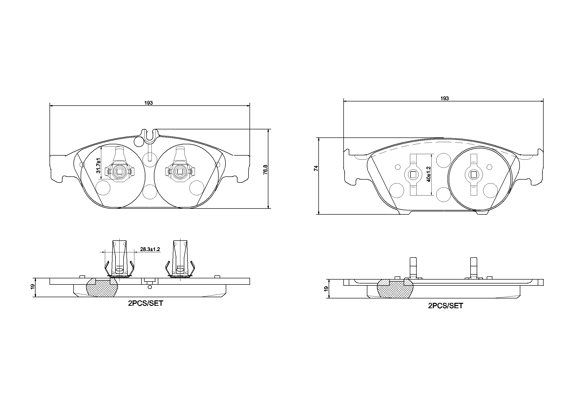 set placute frana,frana disc P 50 106 BREMBO