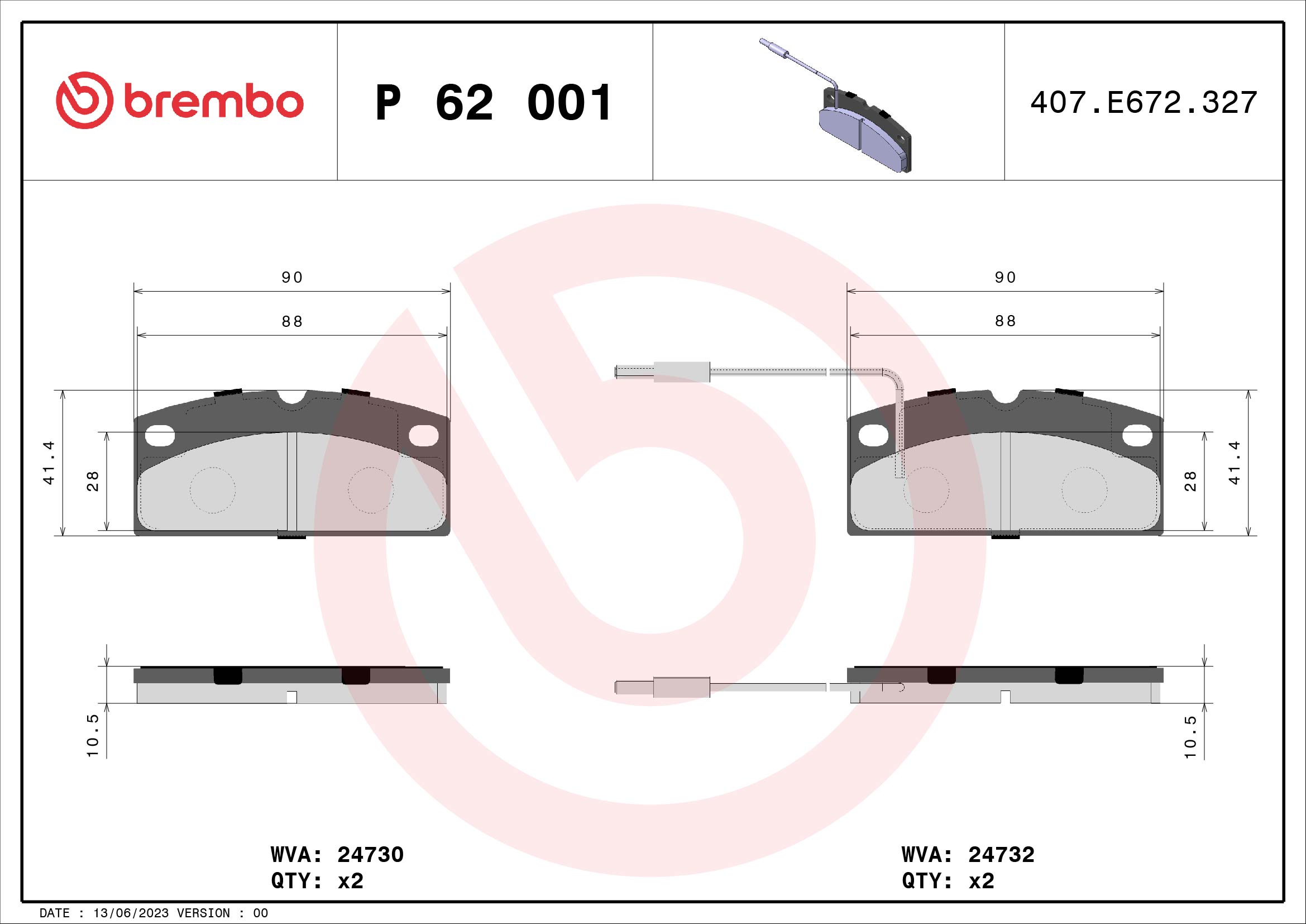 set placute frana,frana disc P 62 001 BREMBO