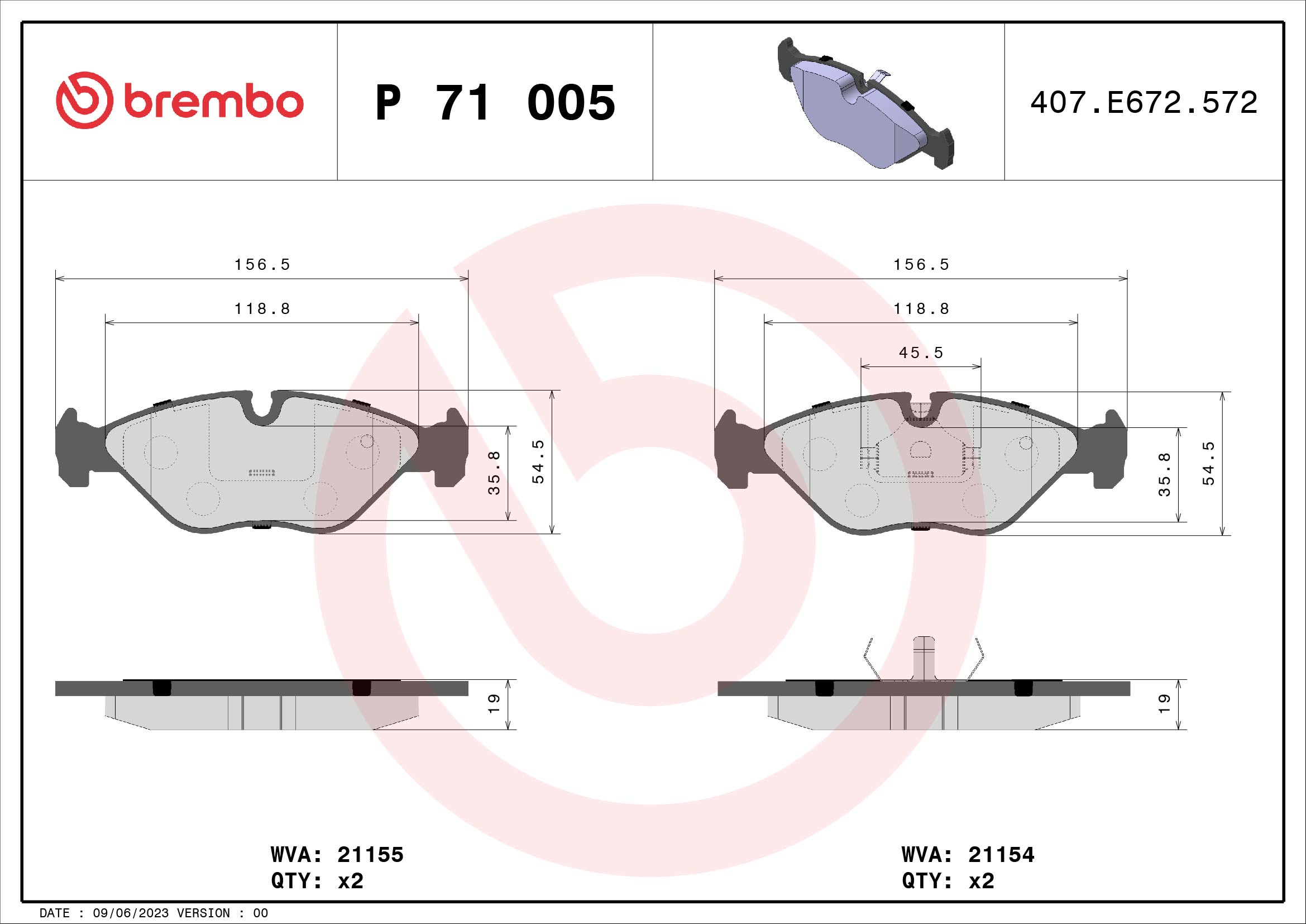 set placute frana,frana disc P 71 005 BREMBO