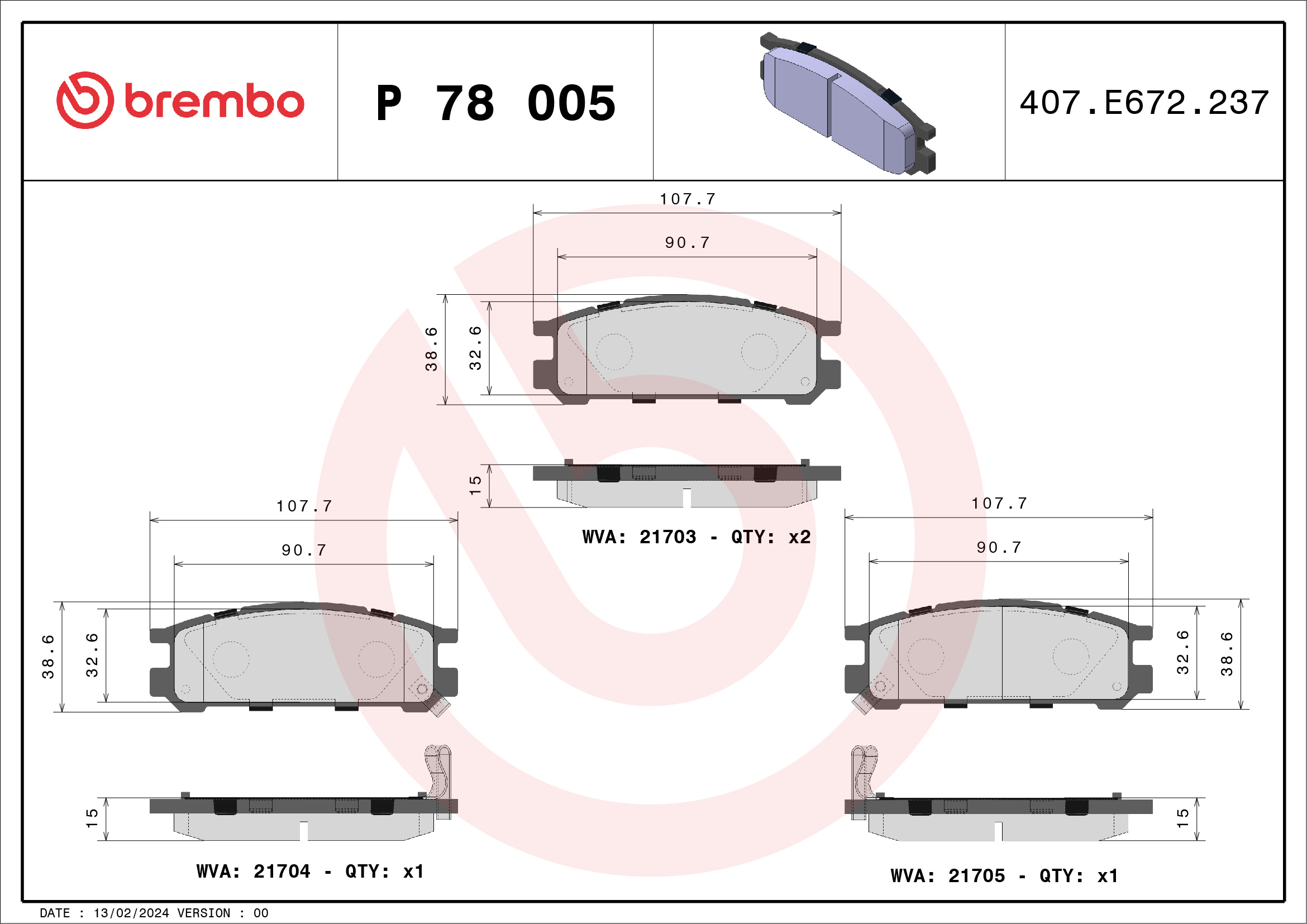 set placute frana,frana disc P 78 005 BREMBO
