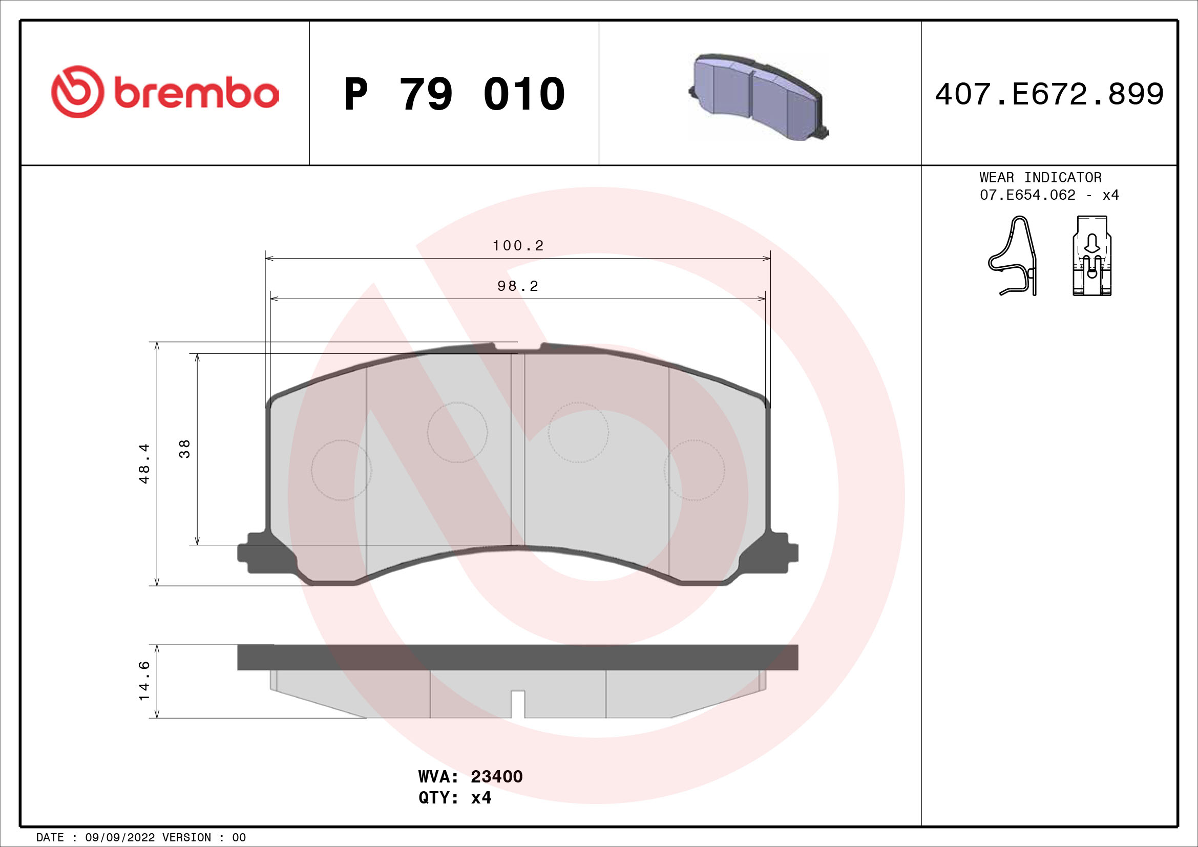 set placute frana,frana disc P 79 010 BREMBO