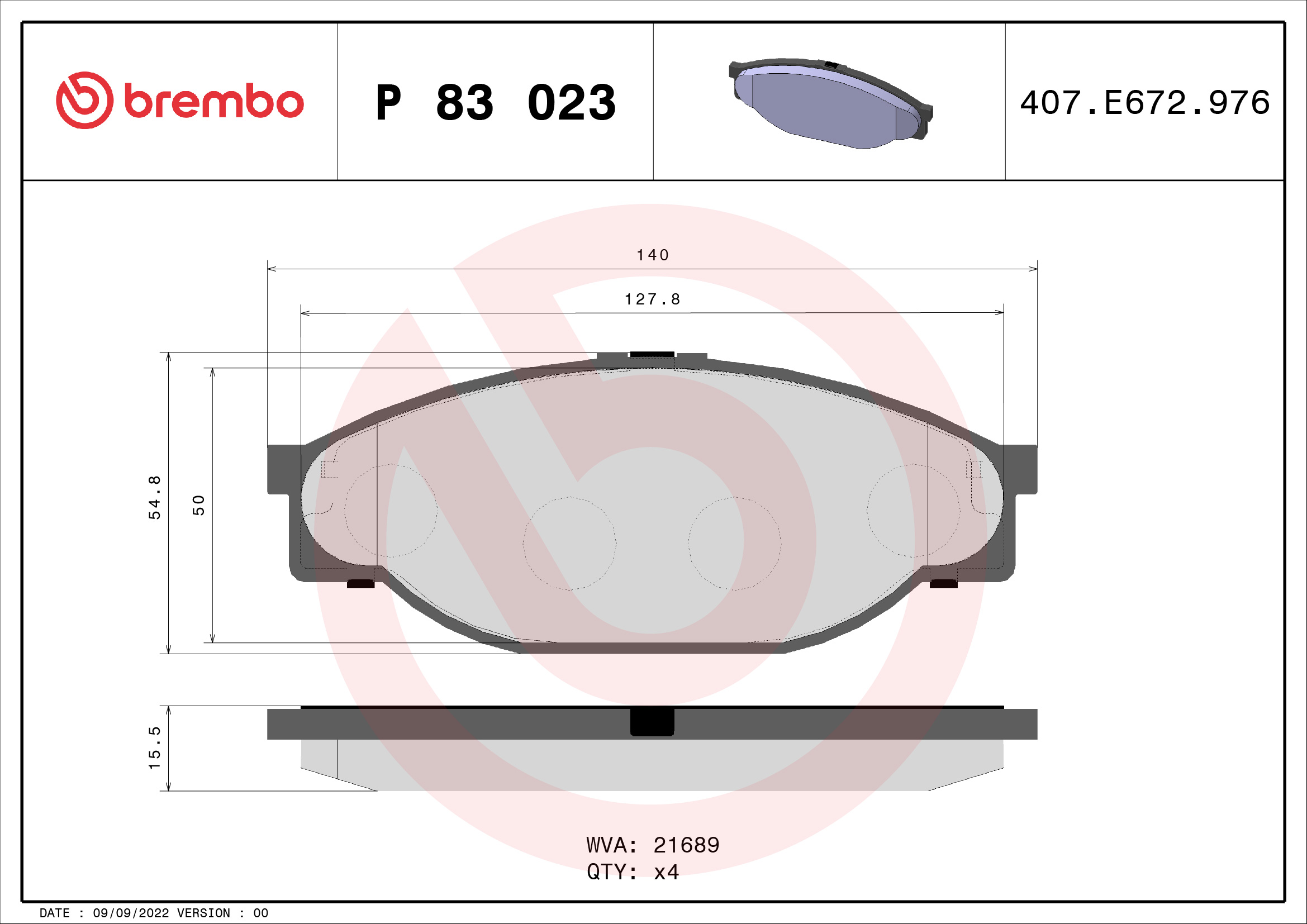 set placute frana,frana disc P 83 023 BREMBO