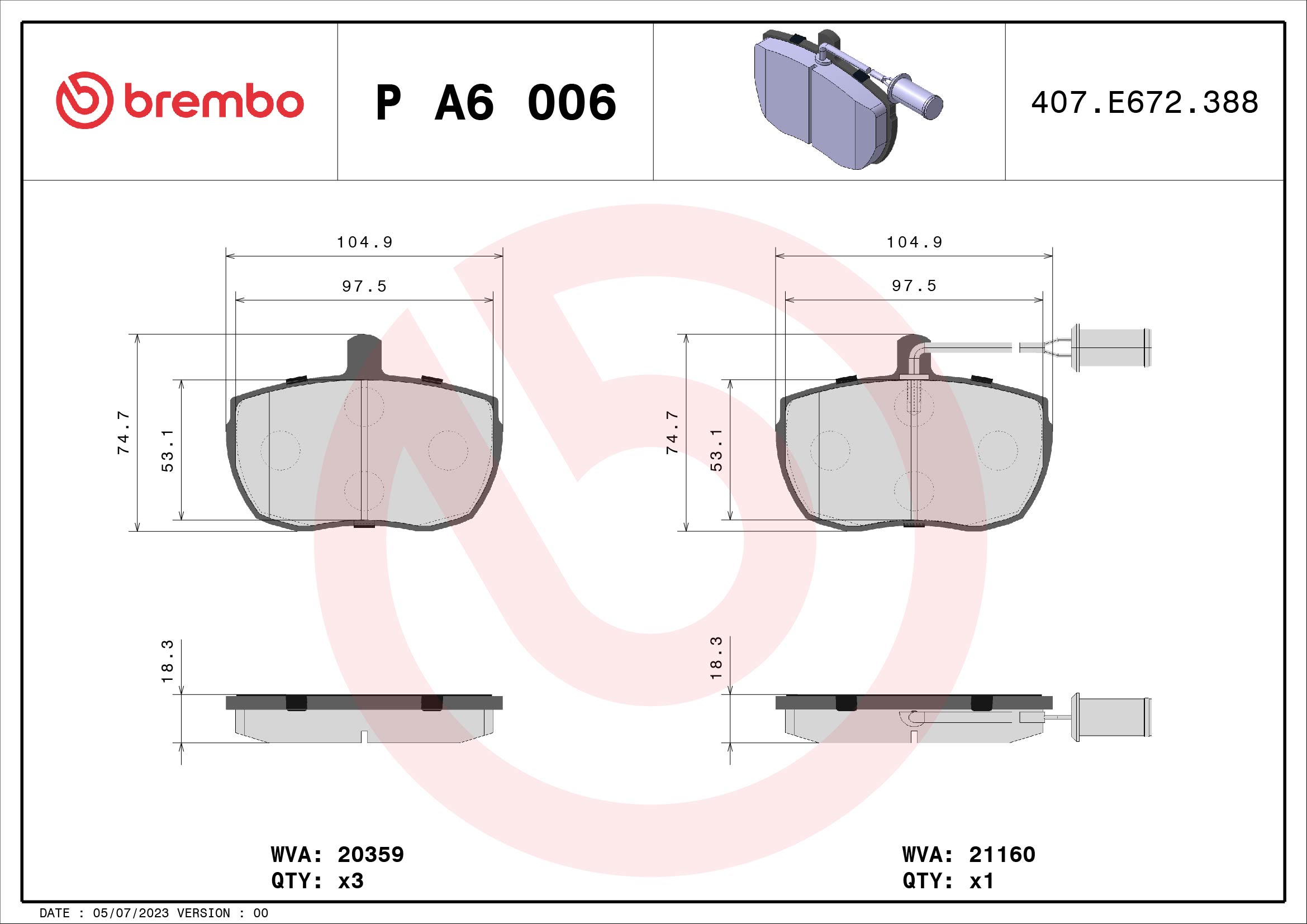 set placute frana,frana disc P A6 006 BREMBO