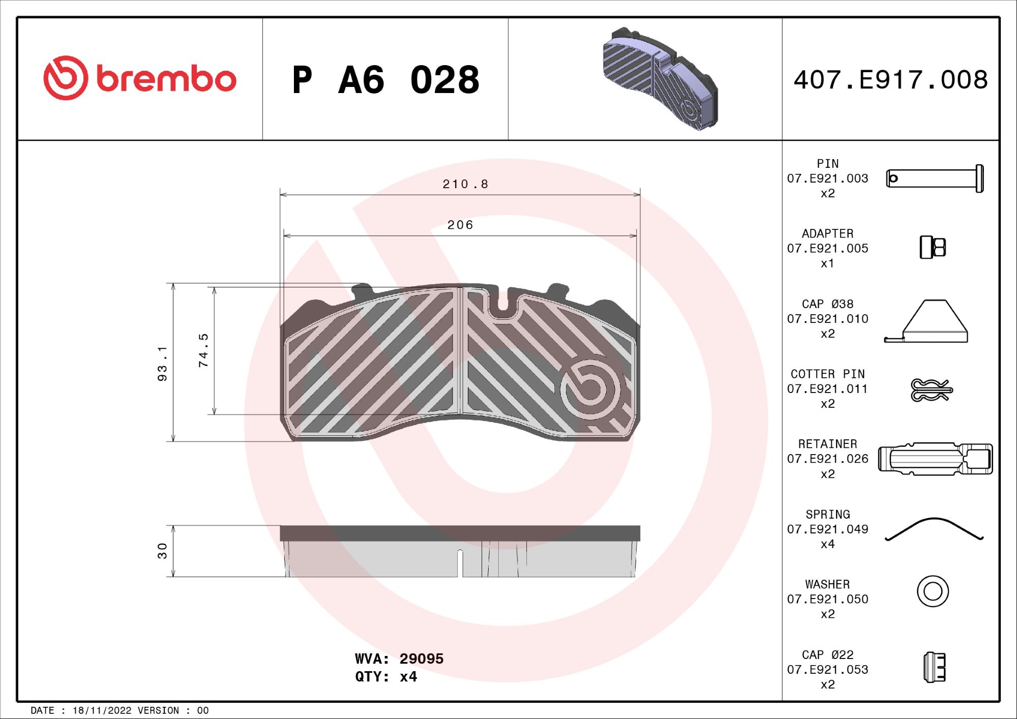 Set placute frana,frana disc P A6 028 BREMBO