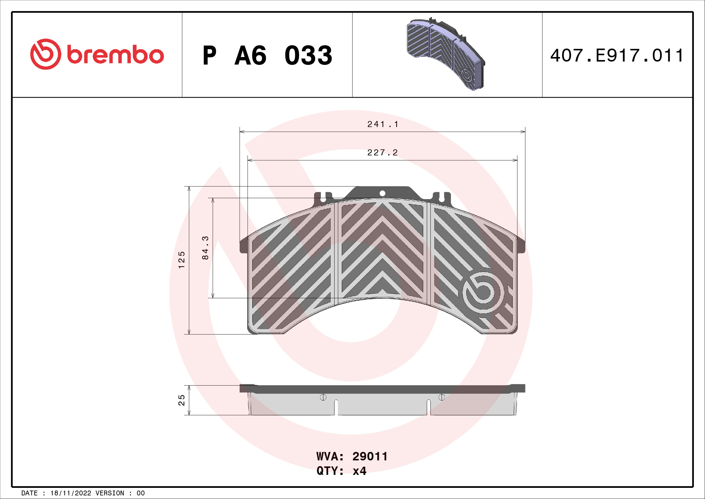 Set placute frana,frana disc P A6 033 BREMBO