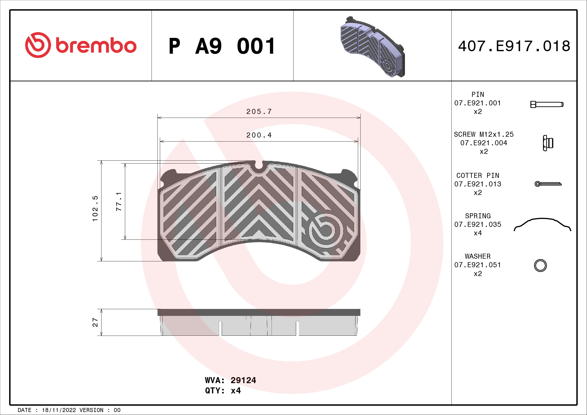 set placute frana,frana disc P A9 001 BREMBO