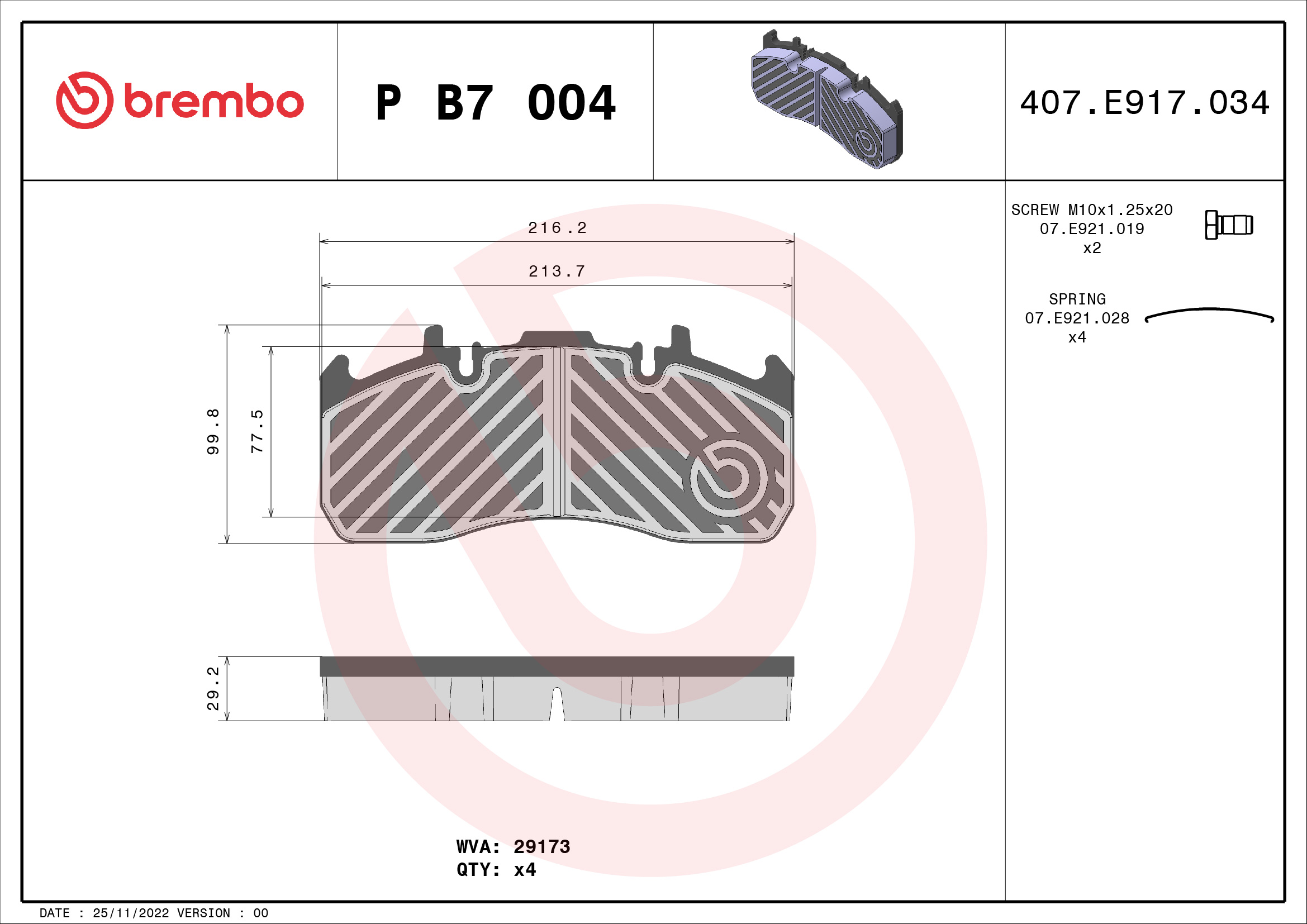 Set placute frana,frana disc P B7 004 BREMBO