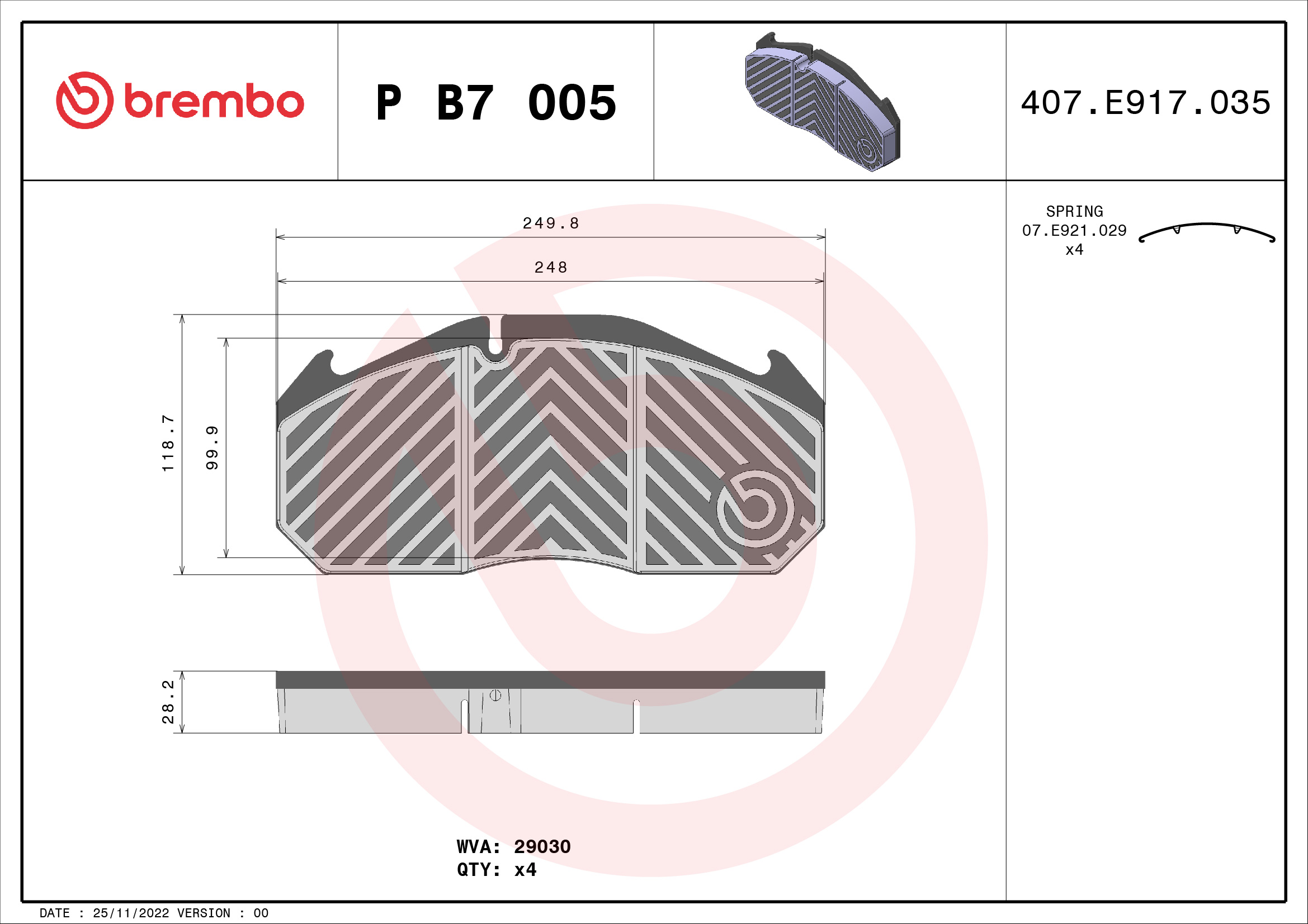 set placute frana,frana disc P B7 005 BREMBO
