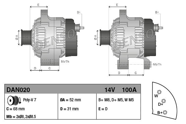 Generator / Alternator DAN020 DENSO