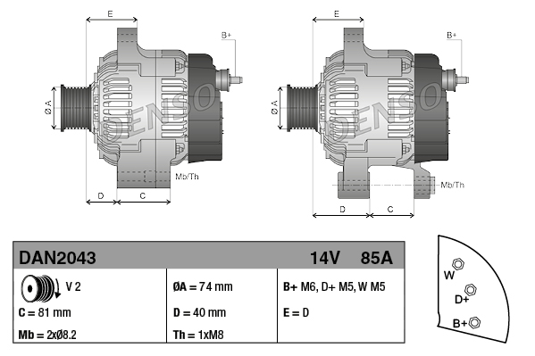 Generator / Alternator DAN2043 DENSO