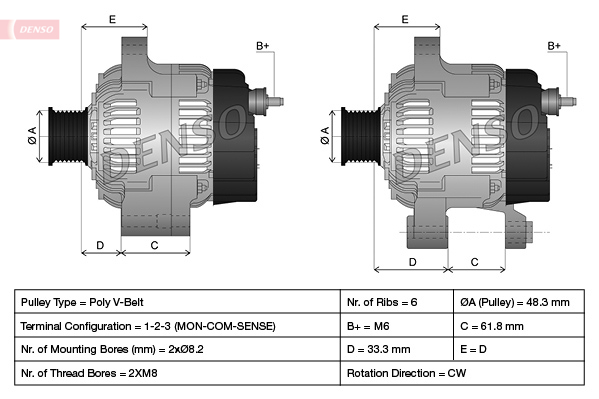 Generator / Alternator DAN507 DENSO