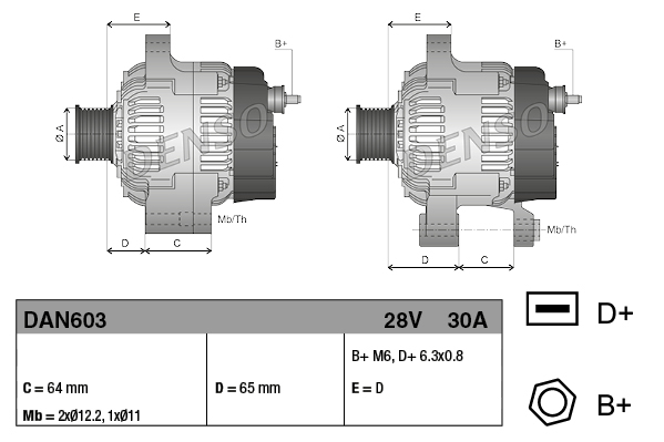Generator / Alternator DAN603 DENSO