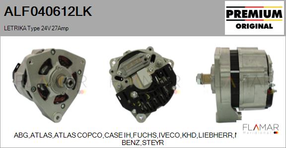Generator / Alternator ALF040612LK FLAMAR