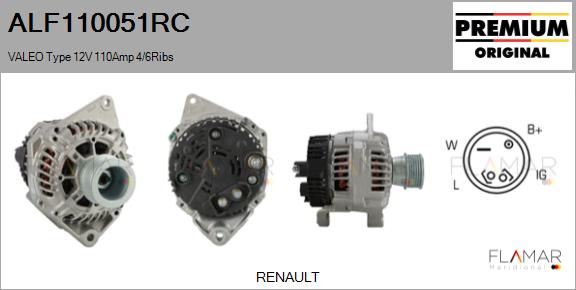 Generator / Alternator ALF110051RC FLAMAR