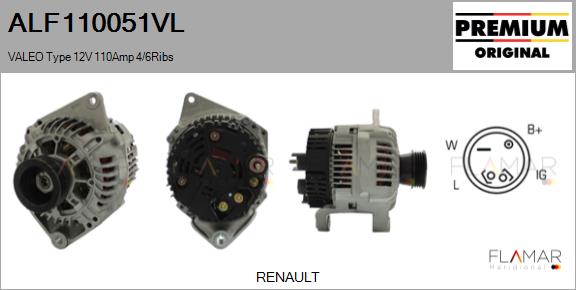 Generator / Alternator ALF110051VL FLAMAR