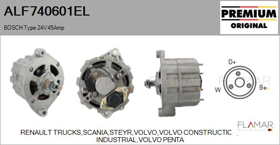 Generator / Alternator ALF740601EL FLAMAR