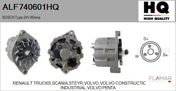 Generator / Alternator ALF740601HQ FLAMAR