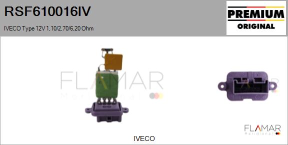 Rezistor, ventilator habitaclu RSF610016IV FLAMAR