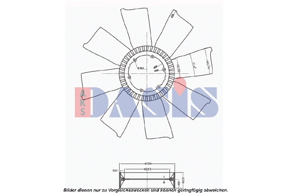 Paleta ventilator, racire motor 138800N AKS DASIS