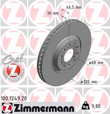 Disc frana 100.1249.20 ZIMMERMANN