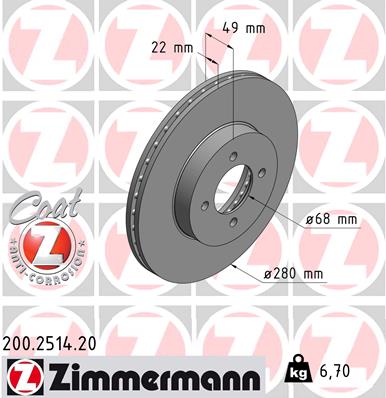 Disc frana 200.2514.20 ZIMMERMANN