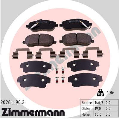 Set placute frana,frana disc 20261.190.2 ZIMMERMANN