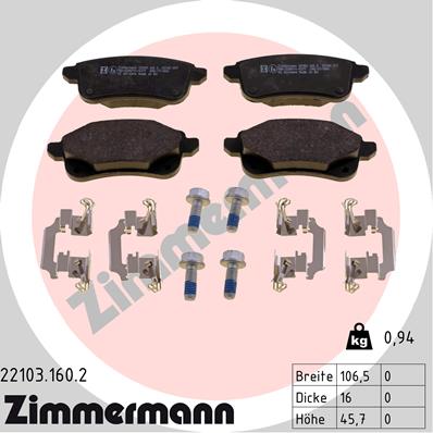 Set placute frana,frana disc 22103.160.2 ZIMMERMANN