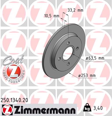 Disc frana 250.1340.20 ZIMMERMANN