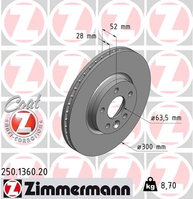 Disc frana 250.1360.20 ZIMMERMANN