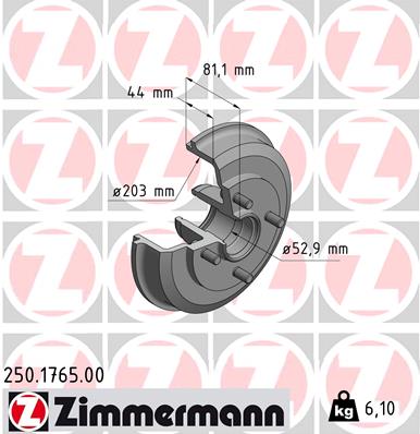 Tambur frana 250.1765.00 ZIMMERMANN