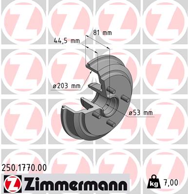 Tambur frana 250.1770.00 ZIMMERMANN