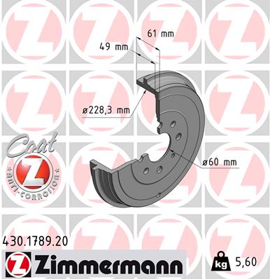 Tambur frana 430.1789.20 ZIMMERMANN