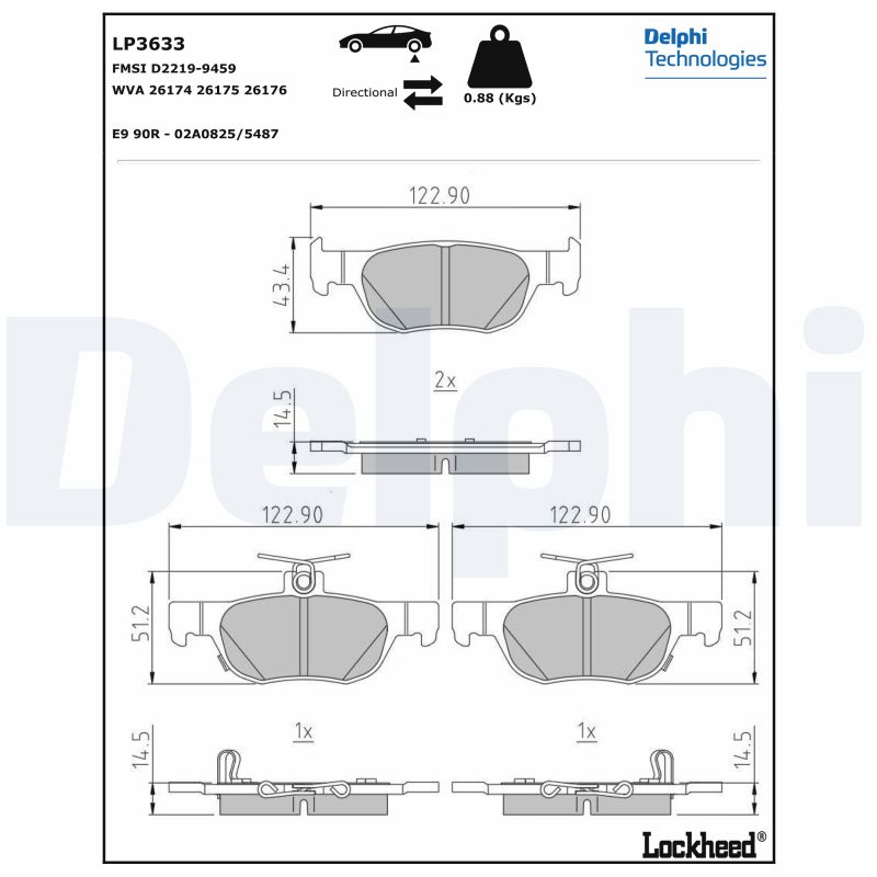 Set placute frana,frana disc LP3633 DELPHI