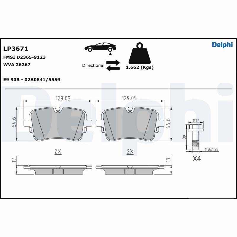 Set placute frana,frana disc LP3671 DELPHI